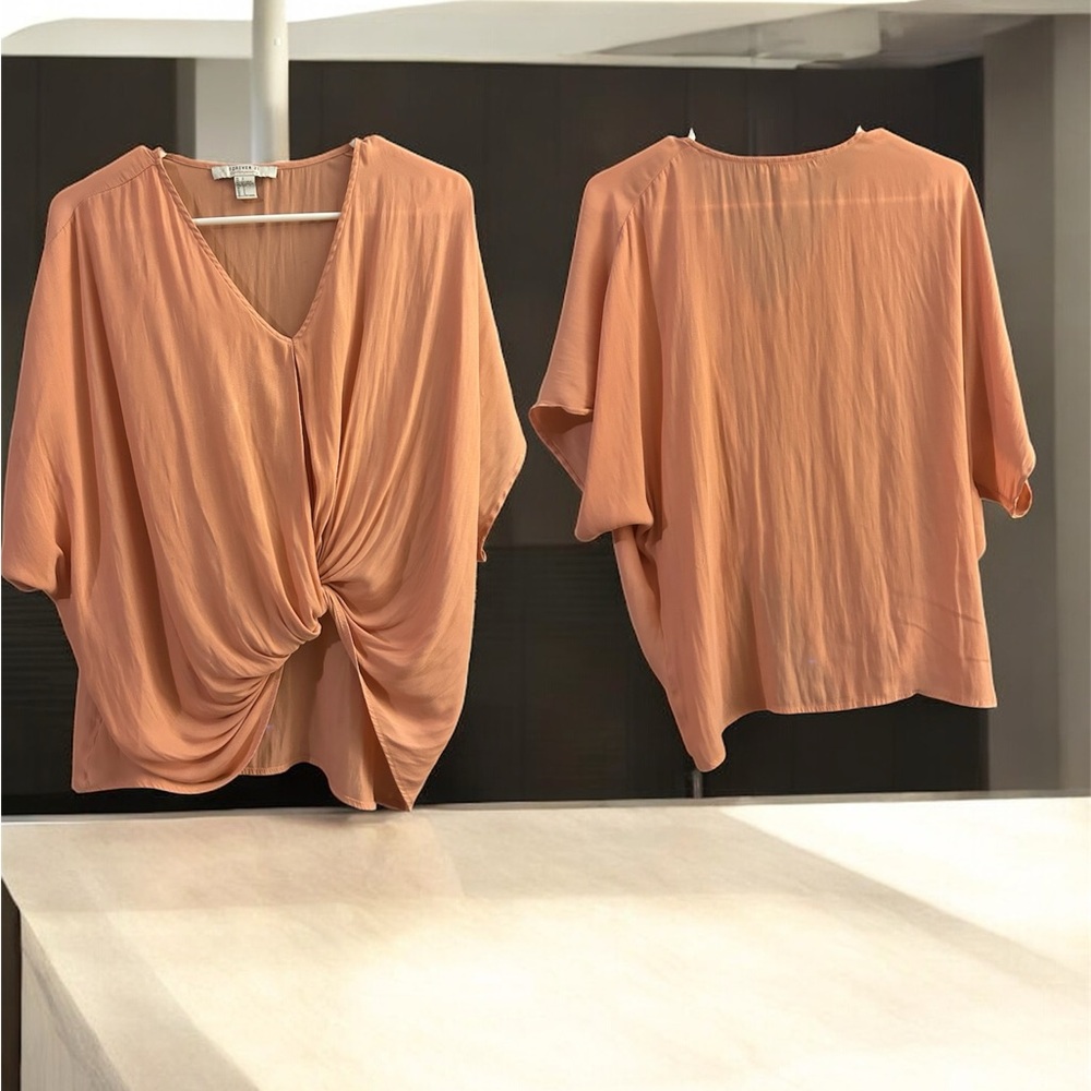 Peach V-Neck Twist Front Top